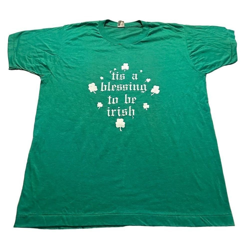 VTG 90s Screen Stars "Its a Blessing to be Irish" Single Stitch Graphic Shirt XL